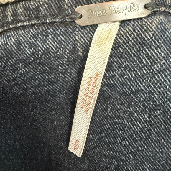 Free People Jacket Small Denim Retro 90s Grunge Distressed Sweatshirt Hoodie - Picture 11 of 11